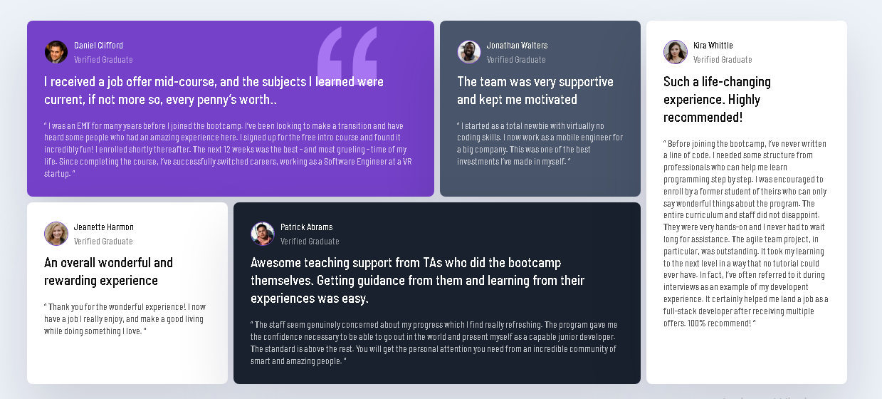 Testimonials Grid Section Screenshot